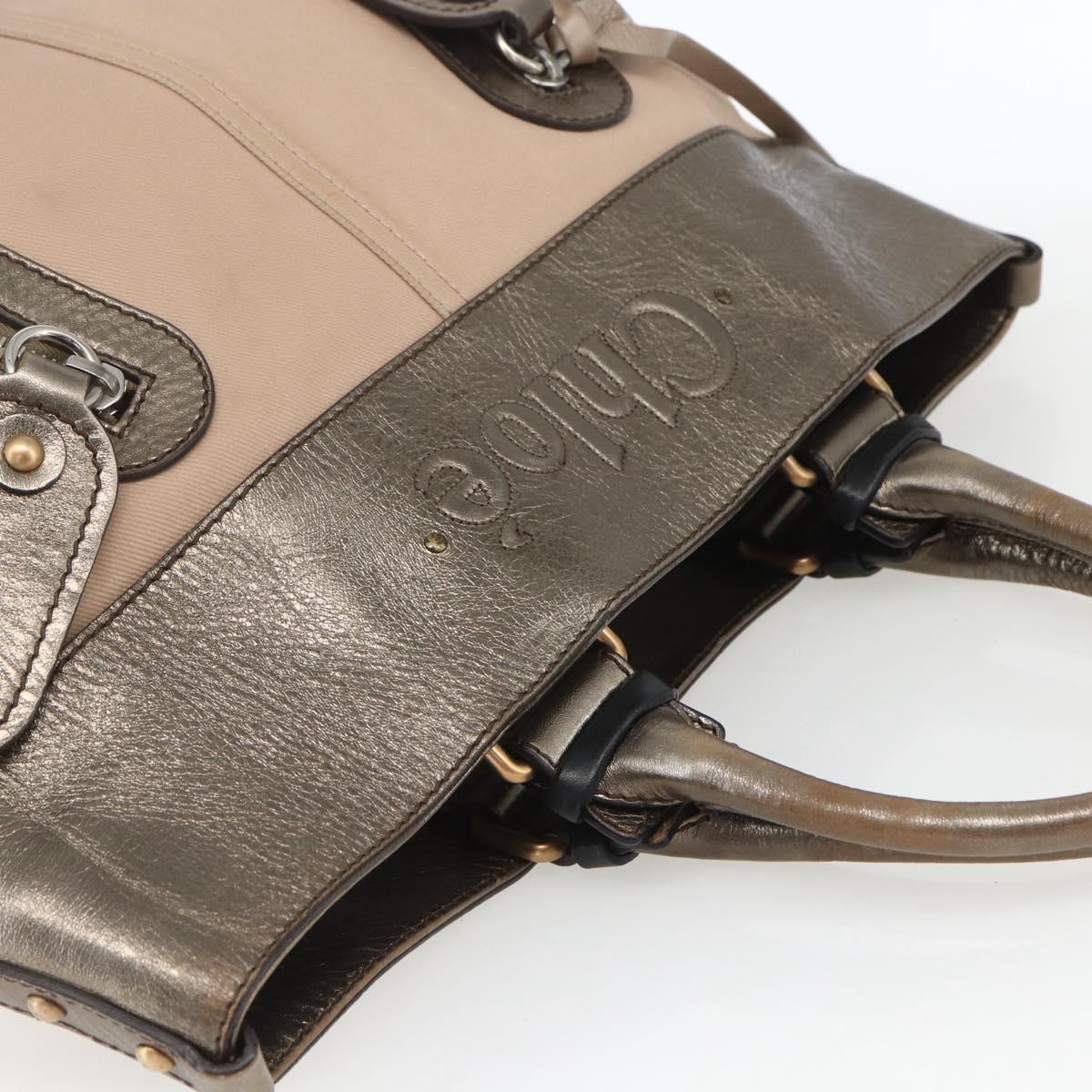 Chloe Tote Bag PVC Leather Gold Auth 162332