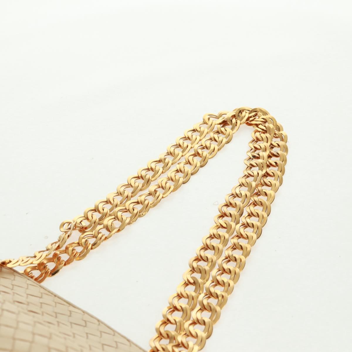 BOTTEGA VENETA INTRECCIATO Chain Shoulder Bag Leather Beige Gold Auth 162338V