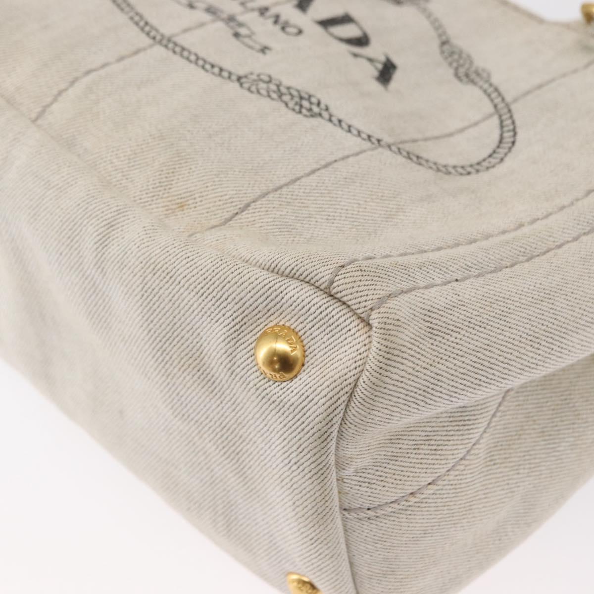 PRADA Canapa PM Hand Bag Canvas 2way Gray Gold Auth 162339