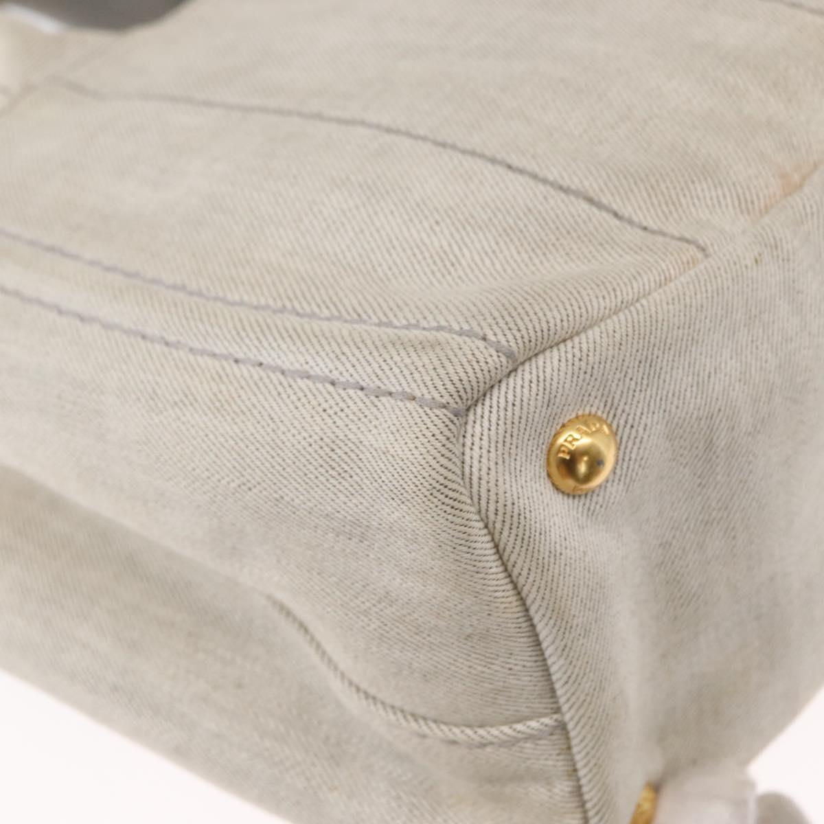 PRADA Canapa PM Hand Bag Canvas 2way Gray Gold Auth 162339