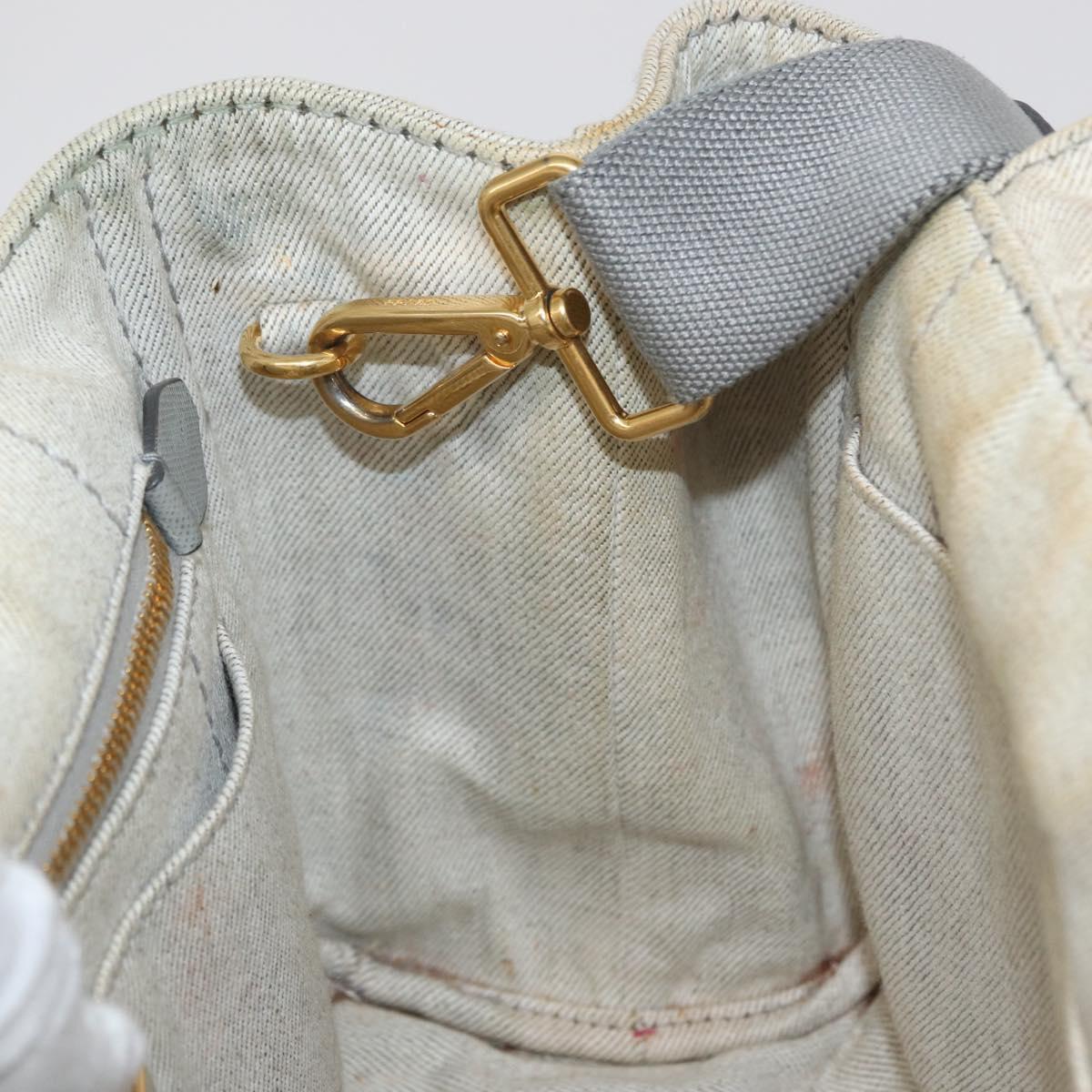 PRADA Canapa PM Hand Bag Canvas 2way Gray Gold Auth 162339