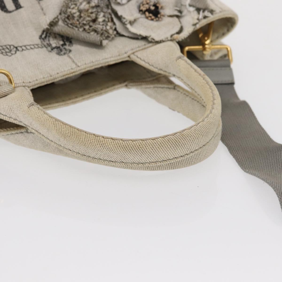 PRADA Canapa PM Hand Bag Canvas 2way Gray Gold Auth 162339