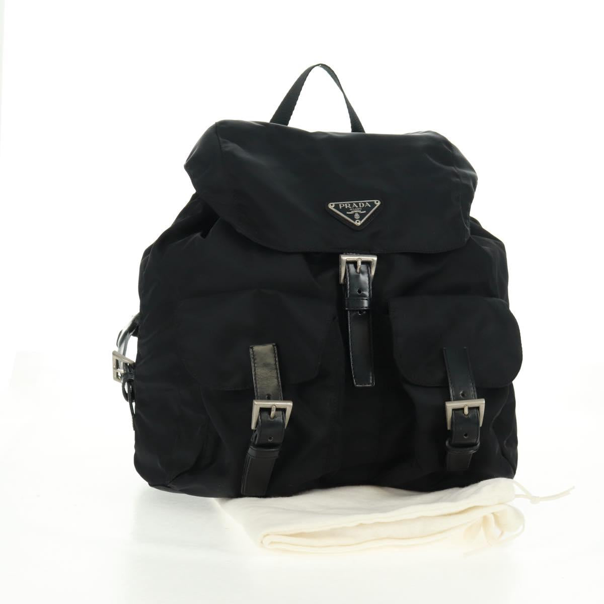 PRADA Backpack Nylon Black Silver Auth 162340A