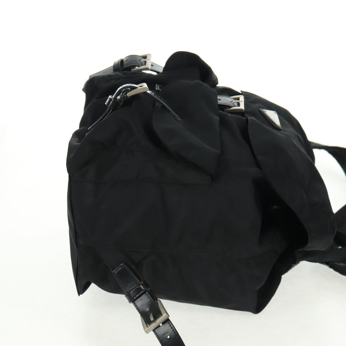 PRADA Backpack Nylon Black Silver Auth 162340A
