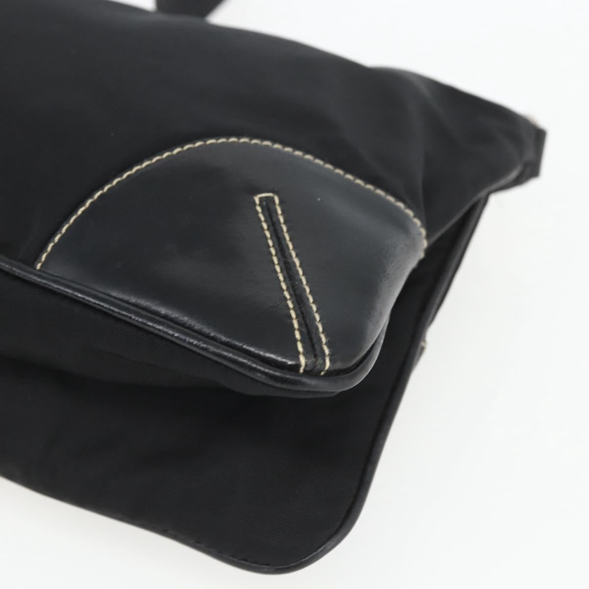 PRADA Shoulder Bag Nylon Black Silver Auth 162342