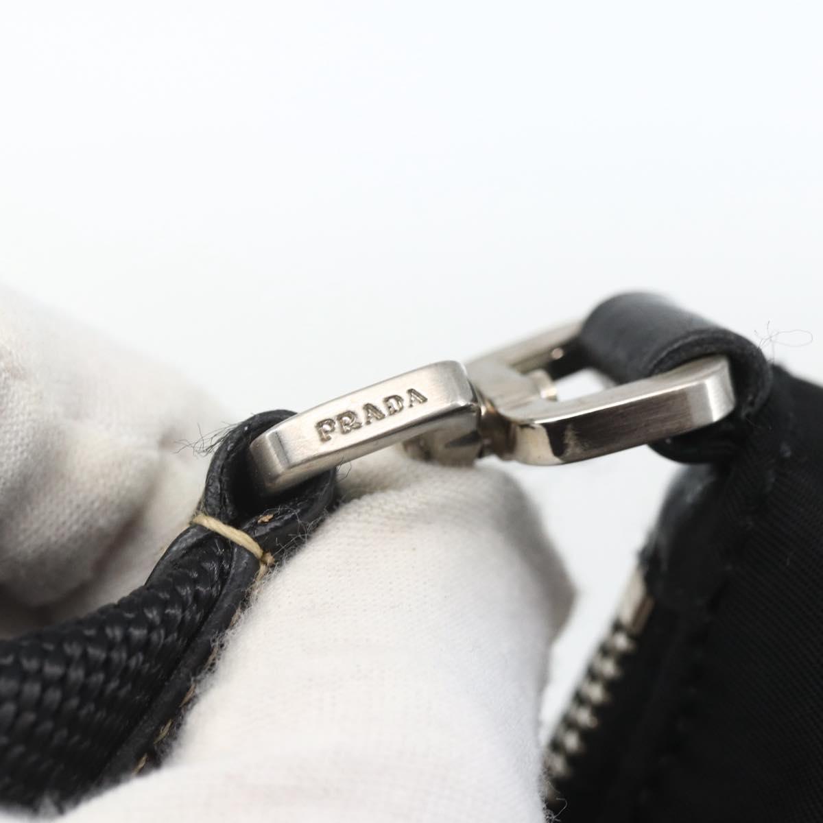PRADA Shoulder Bag Nylon Black Silver Auth 162342
