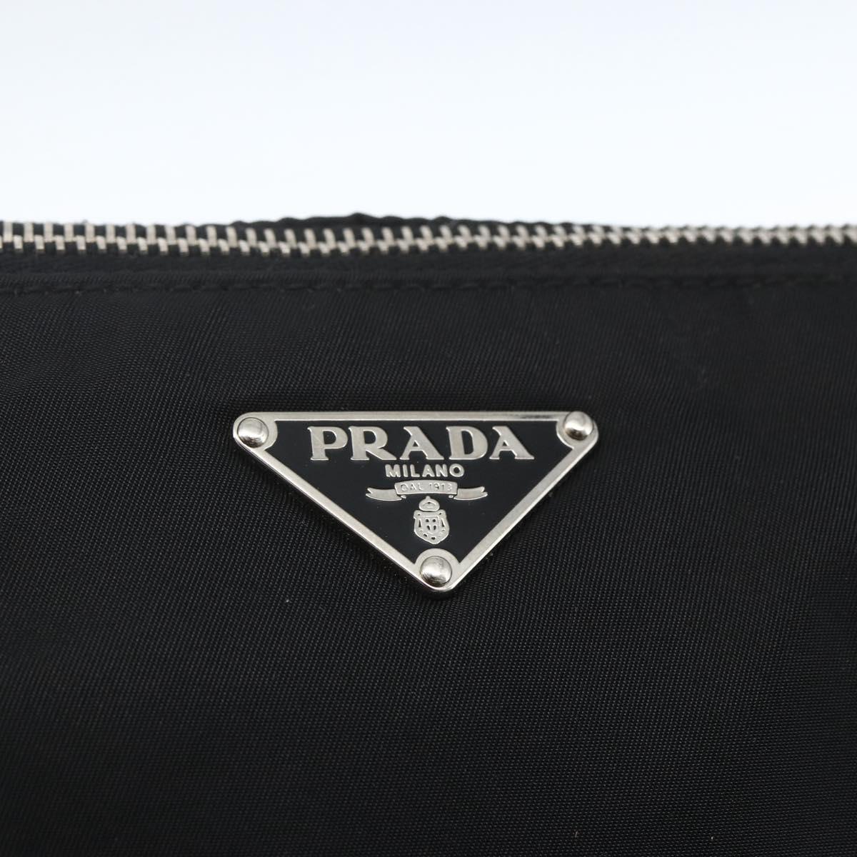 PRADA Shoulder Bag Nylon Black Silver Auth 162342