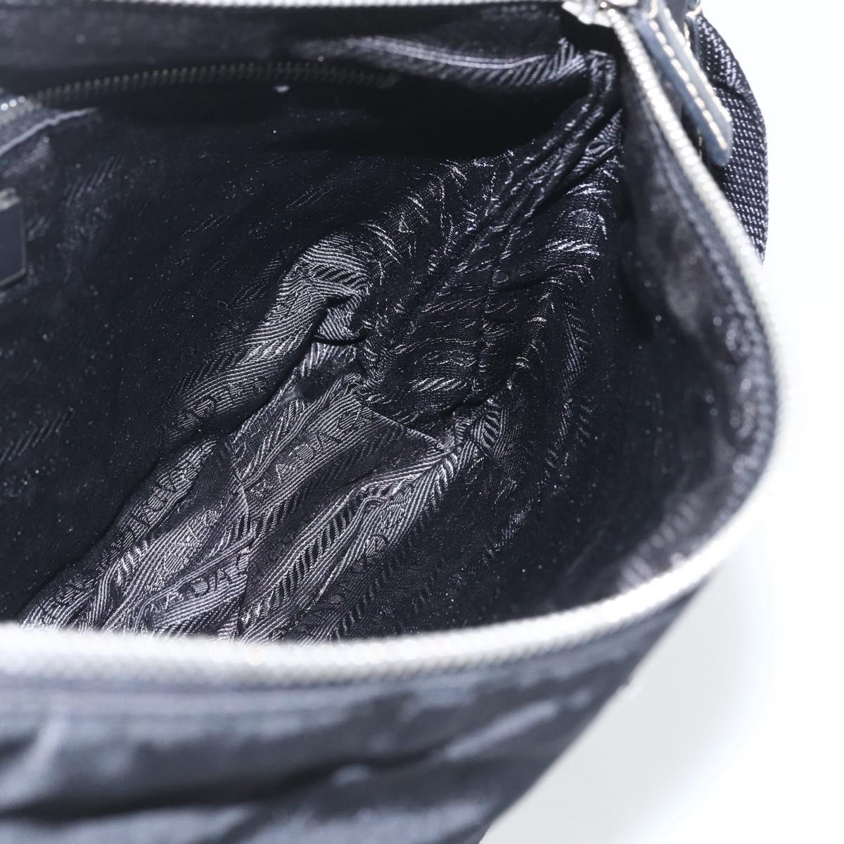 PRADA Shoulder Bag Nylon Black Silver Auth 162342