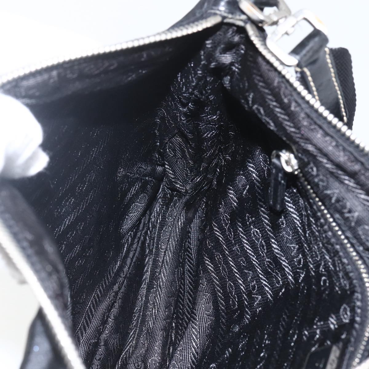 PRADA Shoulder Bag Nylon Black Silver Auth 162342