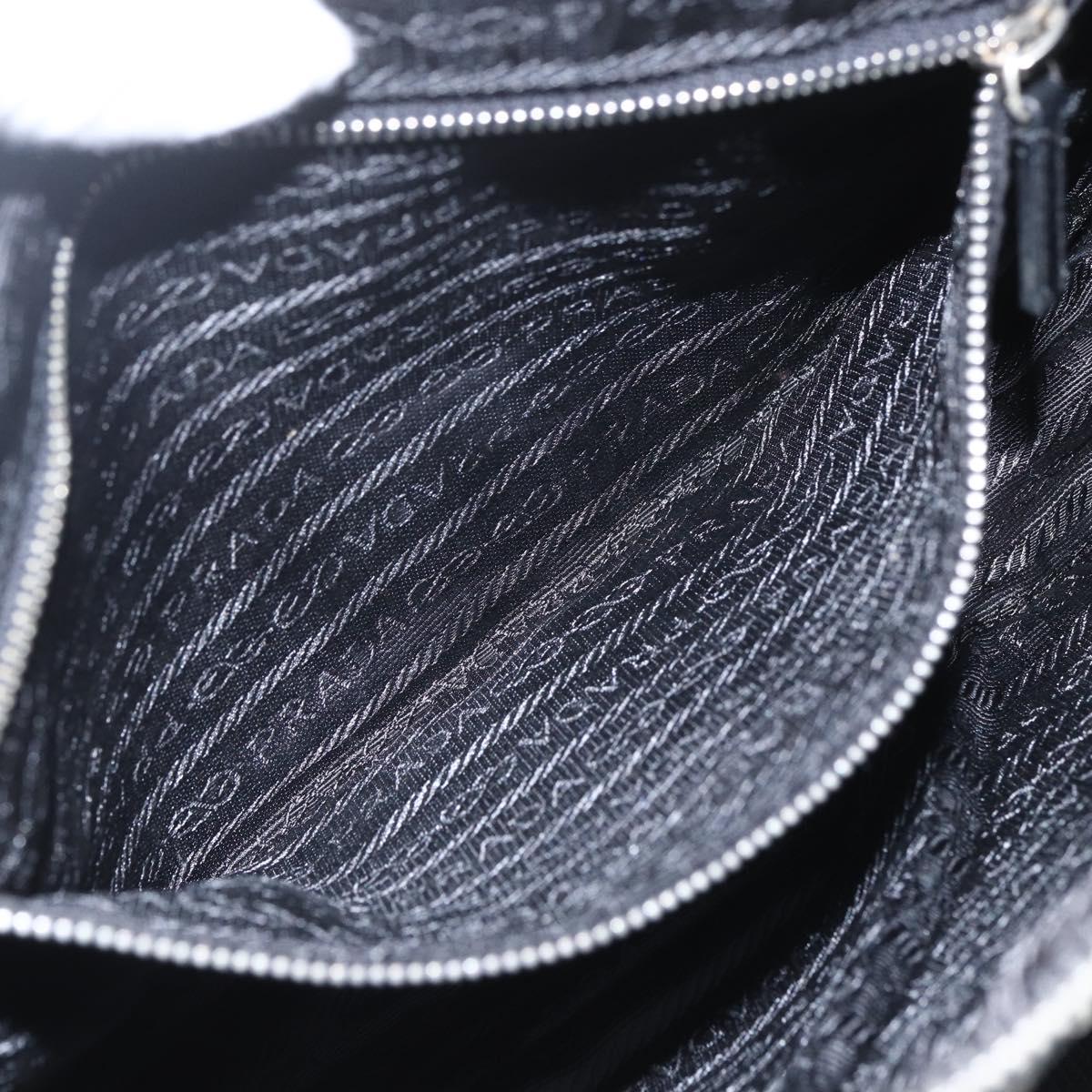 PRADA Shoulder Bag Nylon Black Silver Auth 162342
