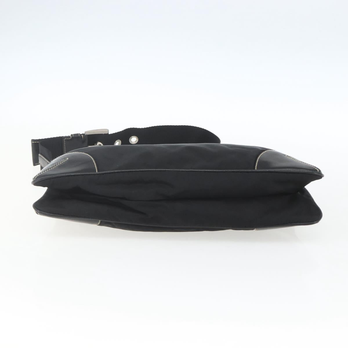 PRADA Shoulder Bag Nylon Black Silver Auth 162342