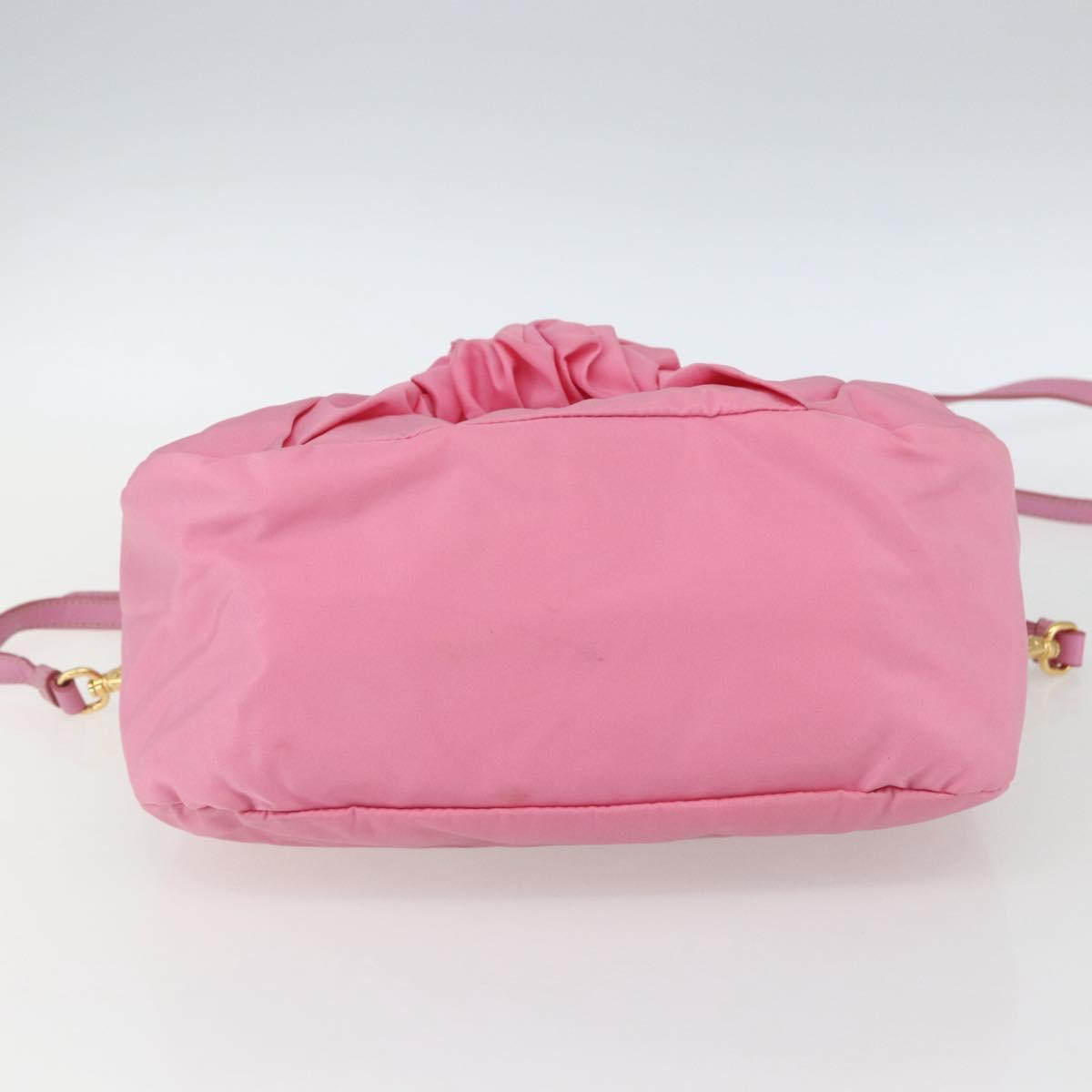 PRADA Shoulder Bag Nylon Pink Gold Auth 162345