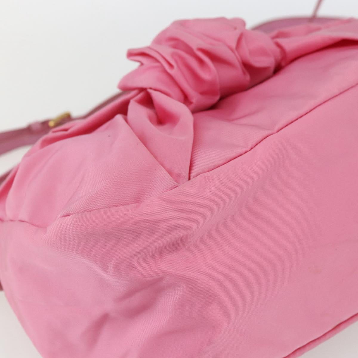 PRADA Shoulder Bag Nylon Pink Gold Auth 162345