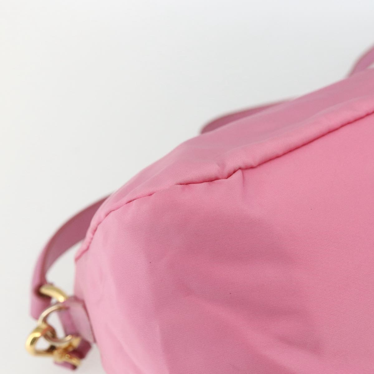 PRADA Shoulder Bag Nylon Pink Gold Auth 162345
