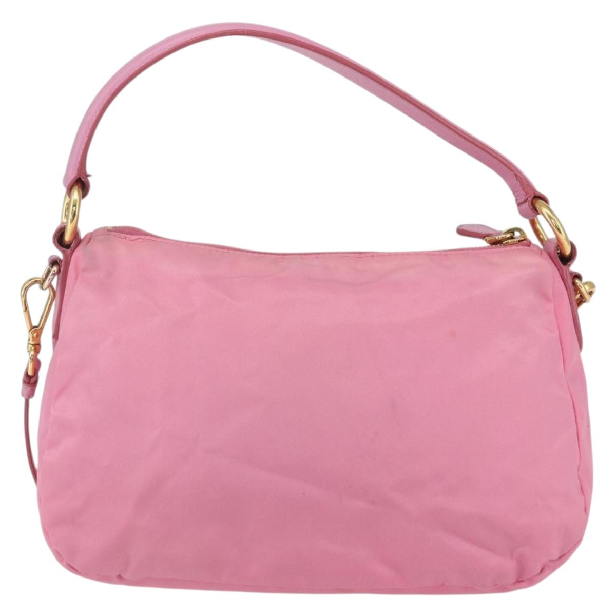 PRADA Shoulder Bag Nylon Pink Gold Auth 162345