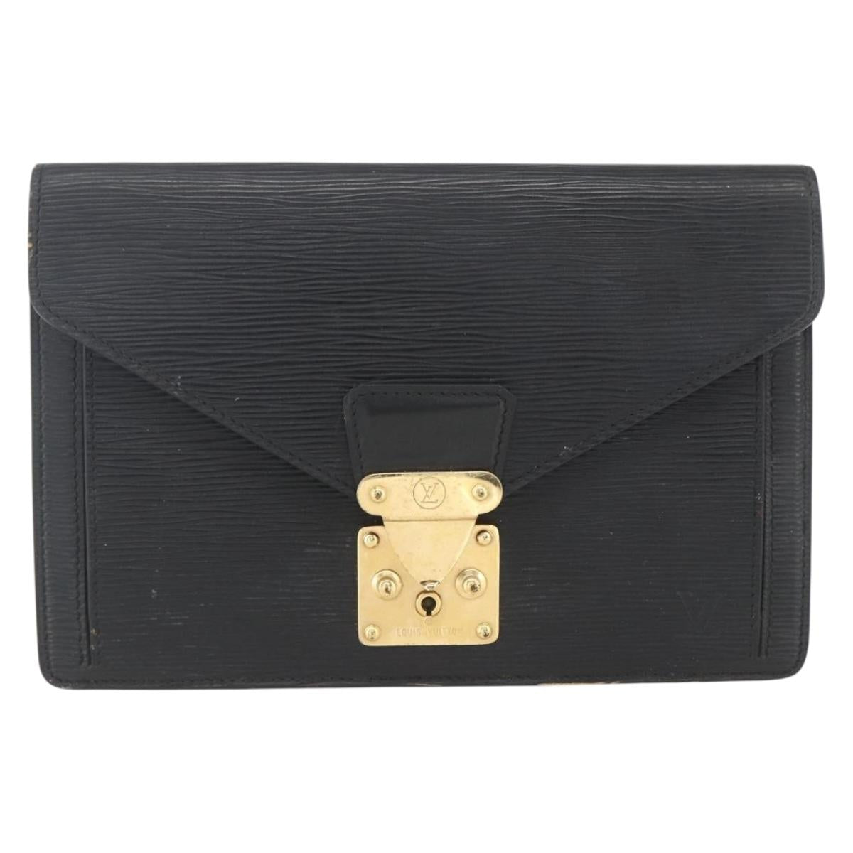 LOUIS VUITTON Epi Serie Dragonne Clutch Bag Black Noir M52612 LV Auth 162373