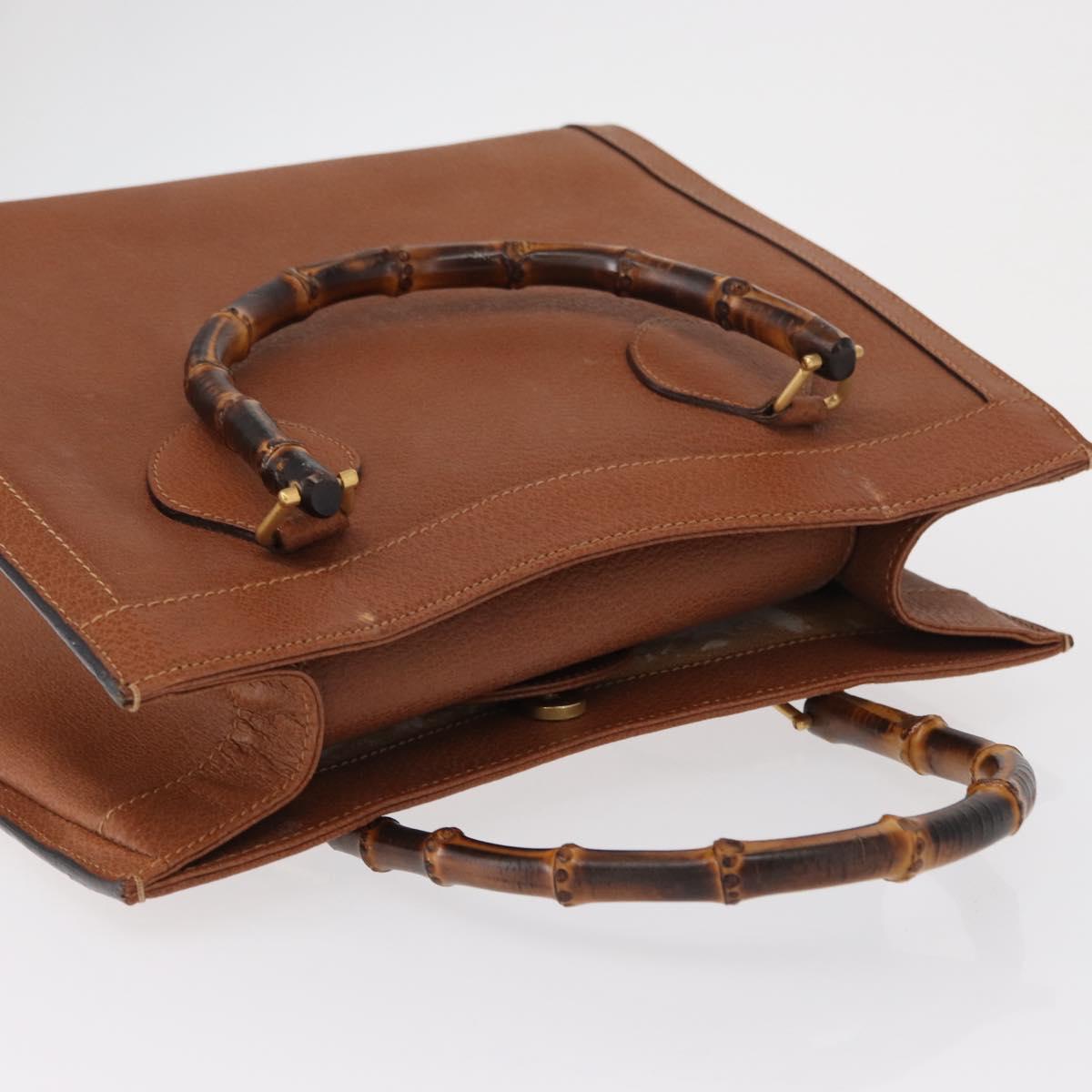 GUCCI Bamboo Tote Bag Leather Brown Gold 002 2853 0260 0 Auth 162377