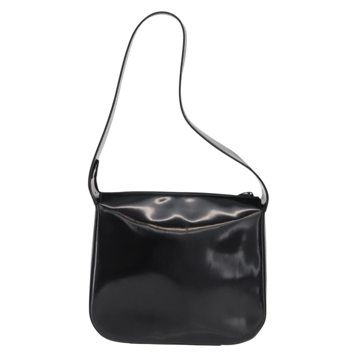 GUCCI Shoulder Bag Patent leather Black Auth 162378