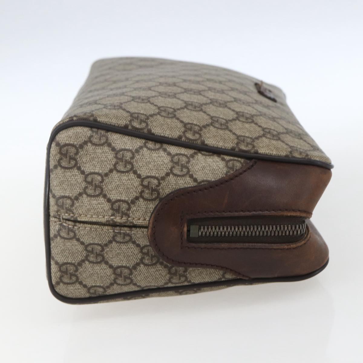 GUCCI GG Supreme Clutch Bag PVC Beige Silver 108801 Auth 162380