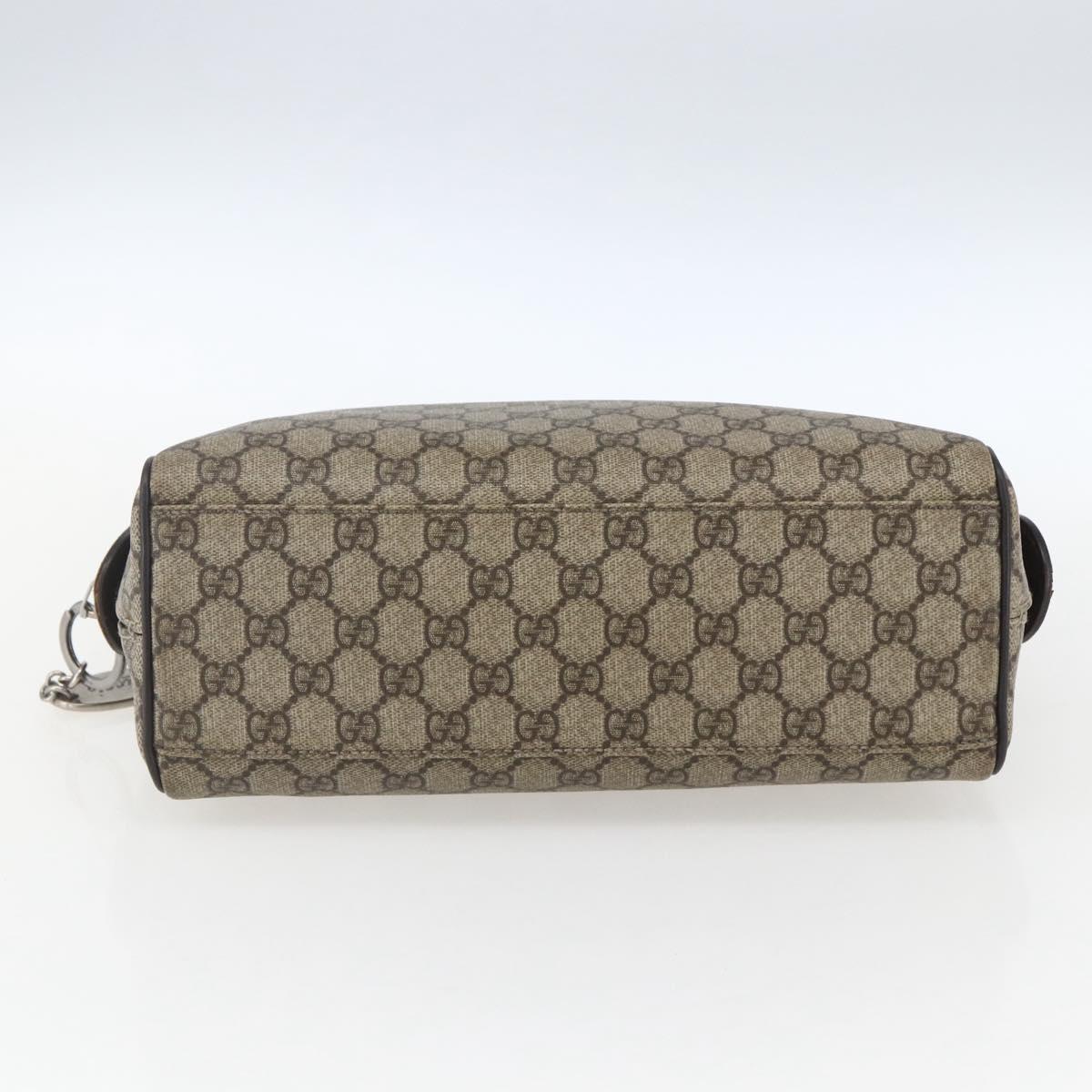 GUCCI GG Supreme Clutch Bag PVC Beige Silver 108801 Auth 162380