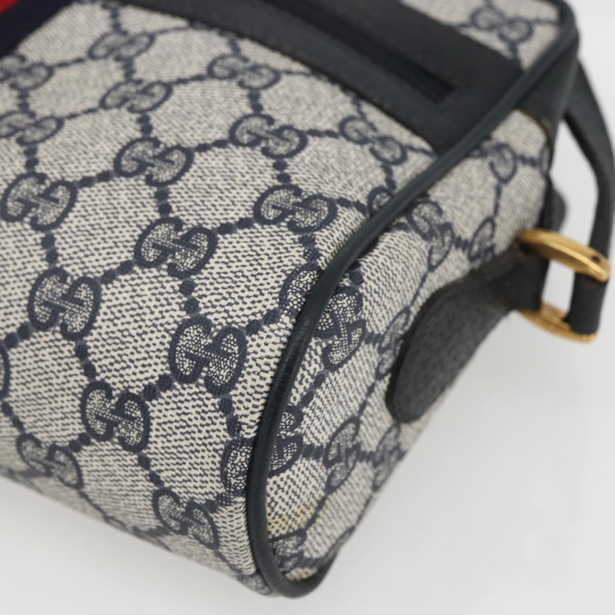 GUCCI GG Supreme Sherry Line Bag PVC Navy Gold Red 56 02 004 Auth 162384