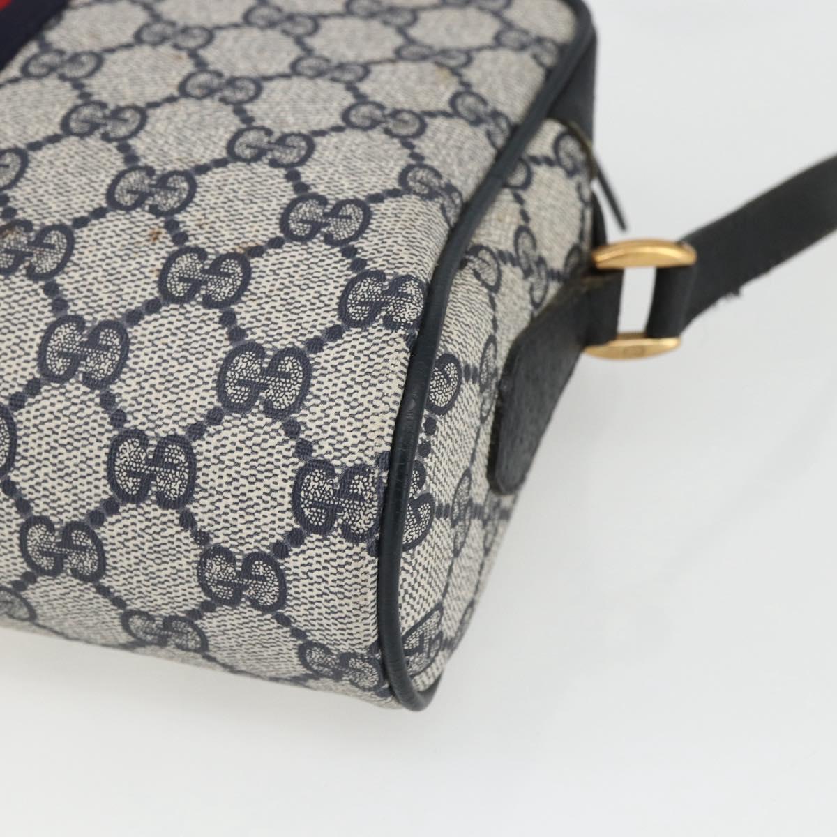 GUCCI GG Supreme Sherry Line Bag PVC Navy Gold Red 56 02 004 Auth 162384