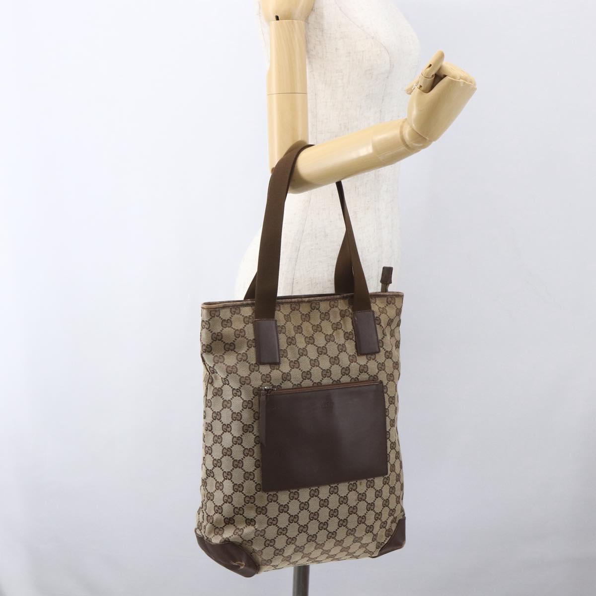GUCCI GG Canvas Tote Bag Beige Silver 28892 Auth 162386