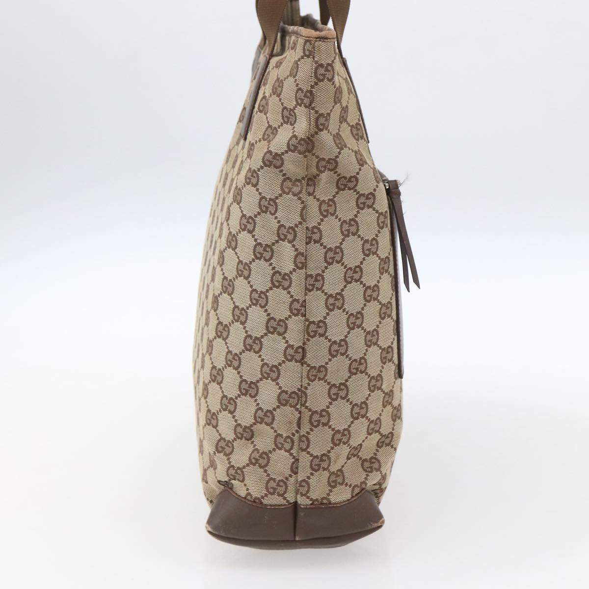GUCCI GG Canvas Tote Bag Beige Silver 28892 Auth 162386