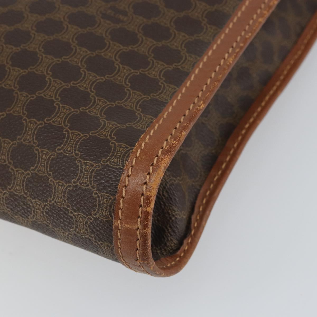 CELINE Macadam Canvas Briefcase PVC Leather Brown Auth 162397