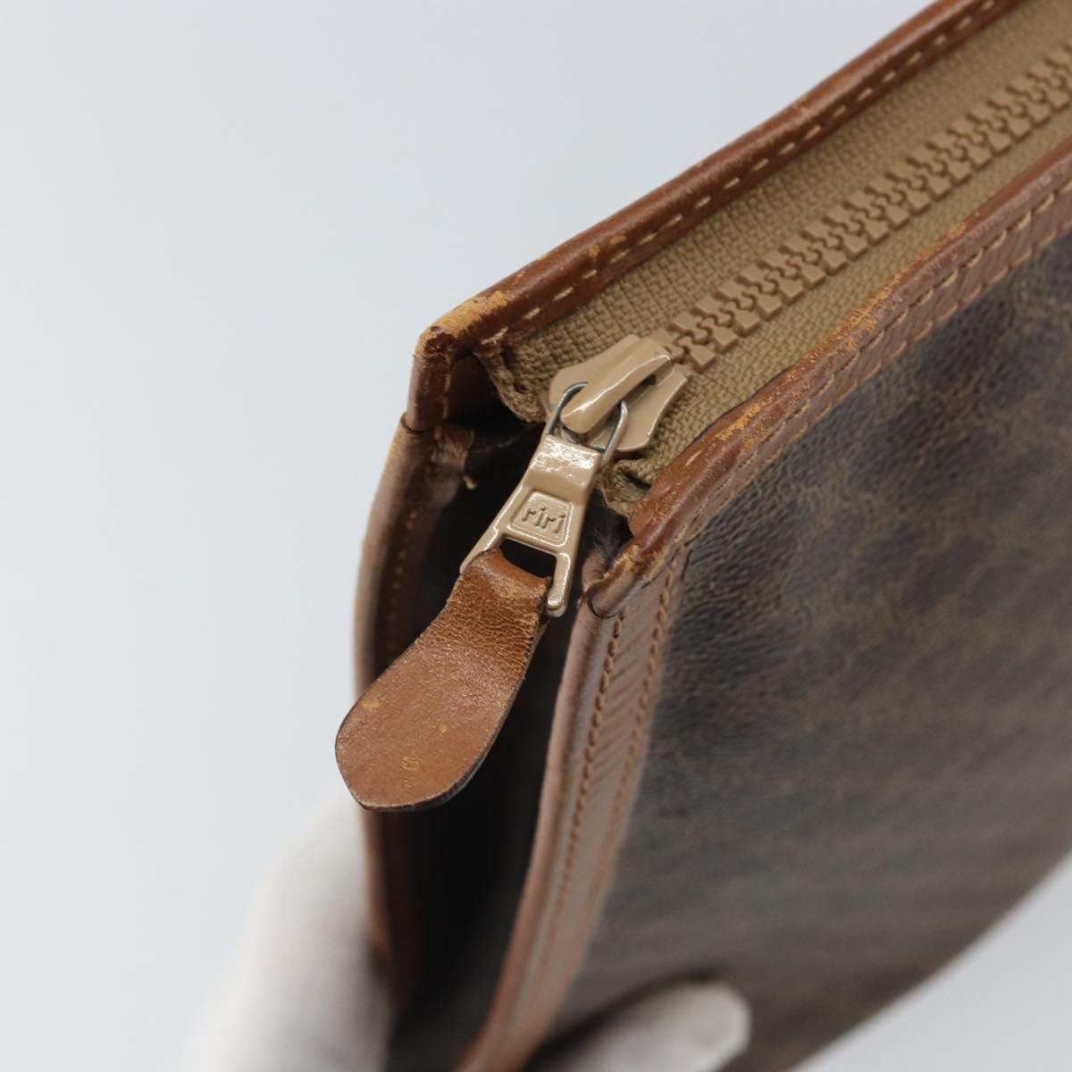 CELINE Macadam Canvas Briefcase PVC Leather Brown Auth 162397