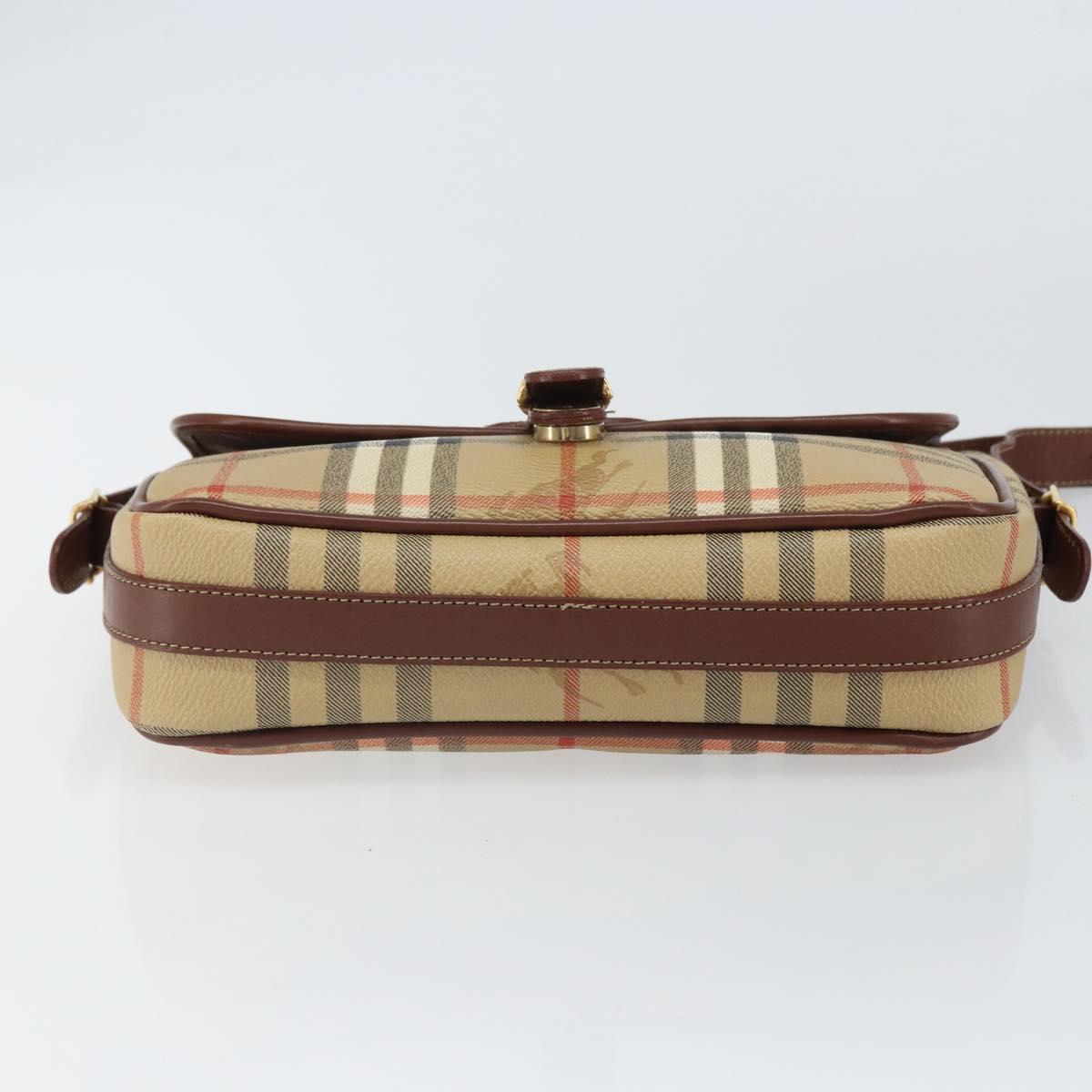 Burberrys Nova Check Shoulder Bag PVC Beige Gold Auth 162400