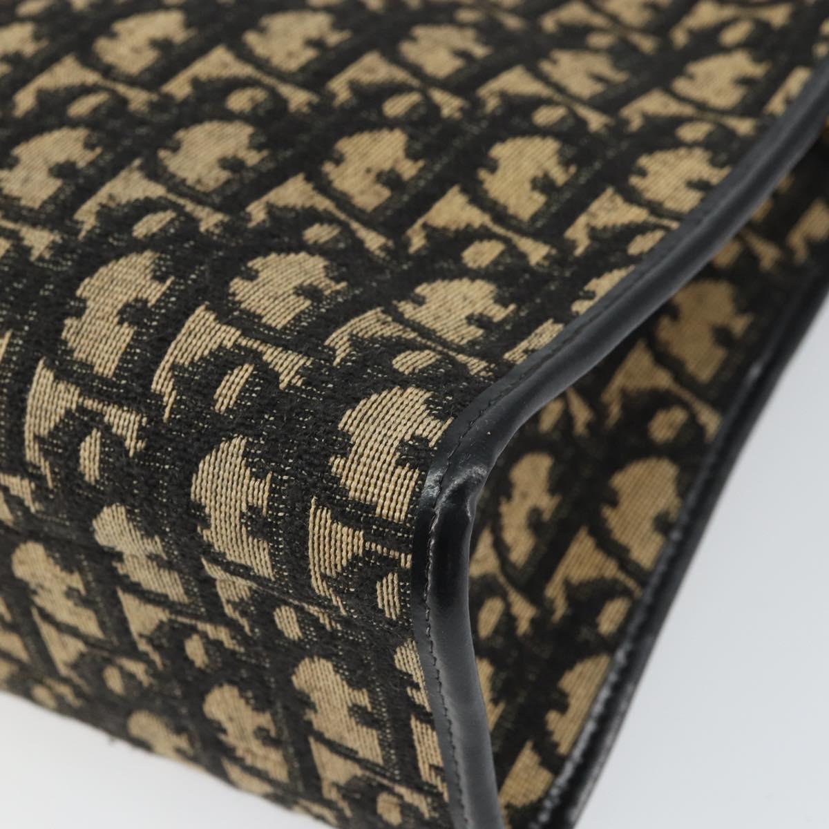 Christian Dior Trotter Canvas Shoulder Bag Navy Gold Auth 162402