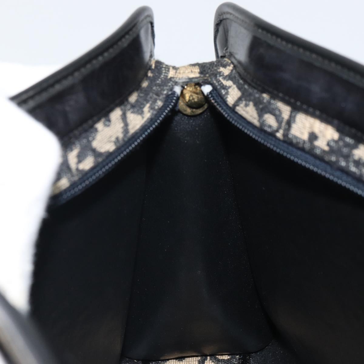 Christian Dior Trotter Canvas Shoulder Bag Navy Gold Auth 162402