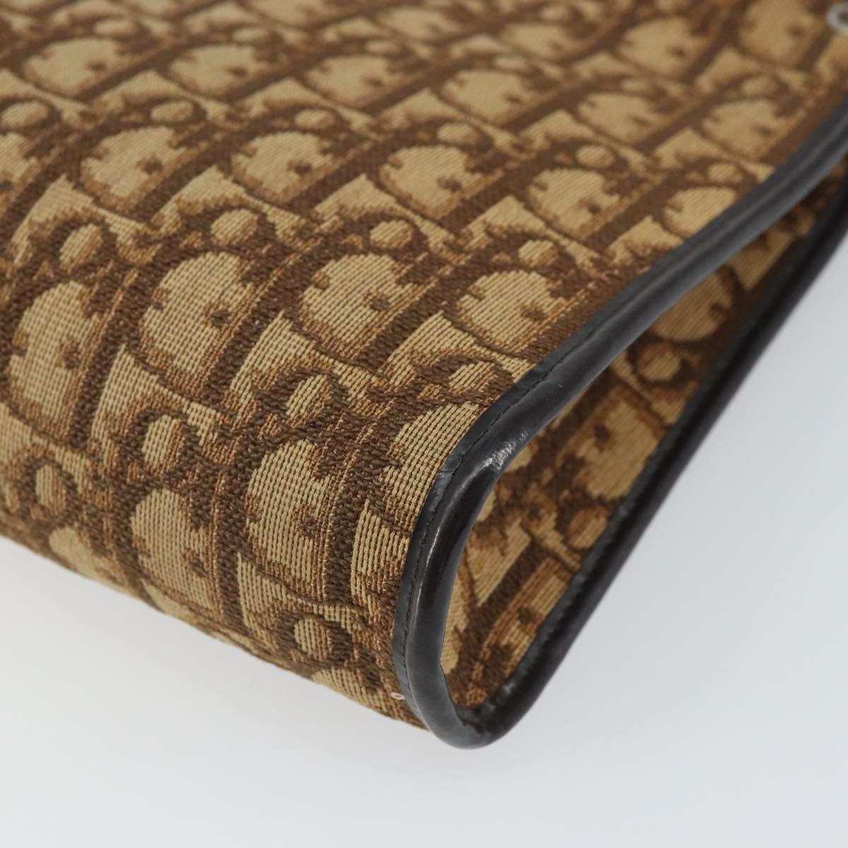 Christian Dior Trotter Canvas Shoulder Bag Brown Gold Auth 162403
