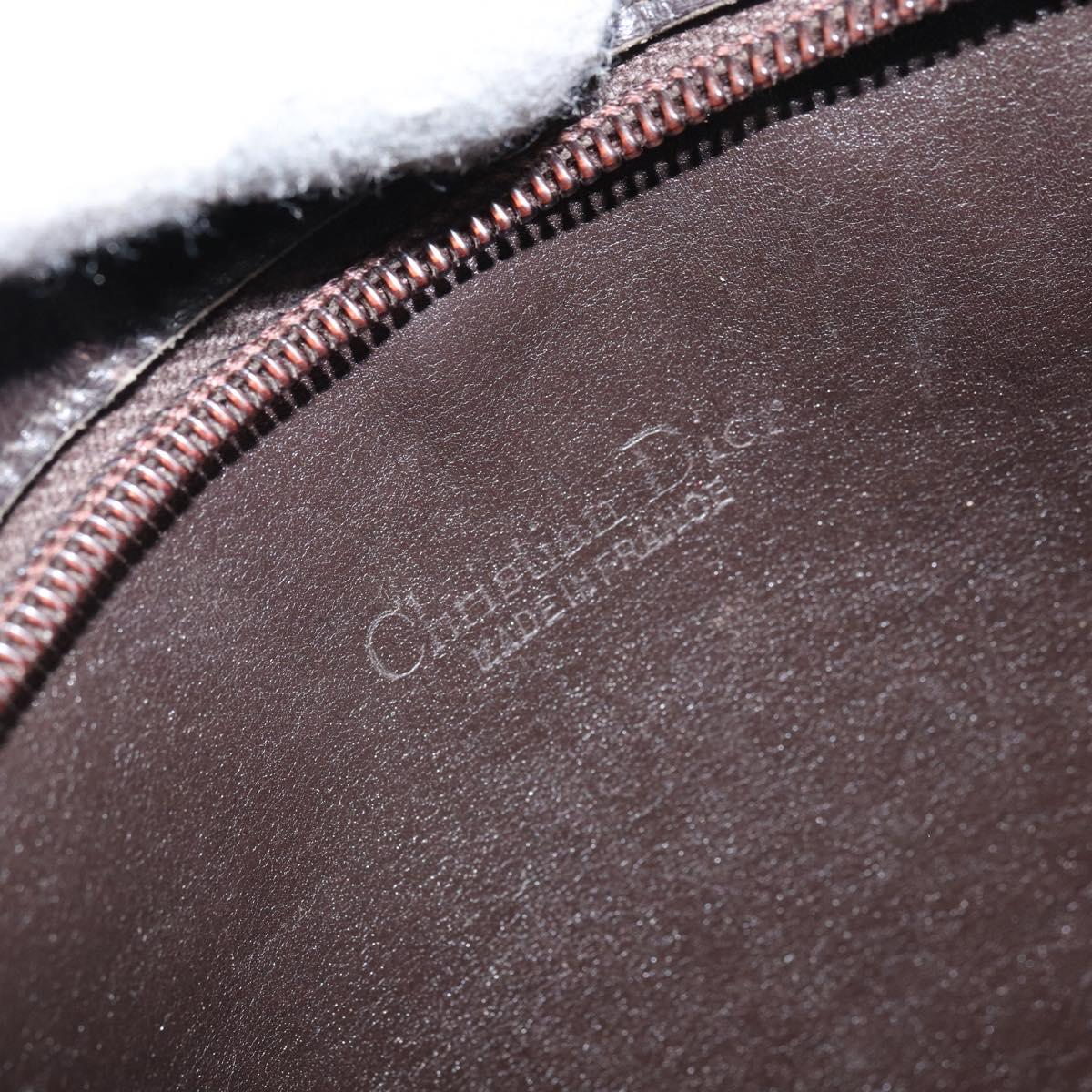 Christian Dior Trotter Canvas Shoulder Bag Brown Gold Auth 162403