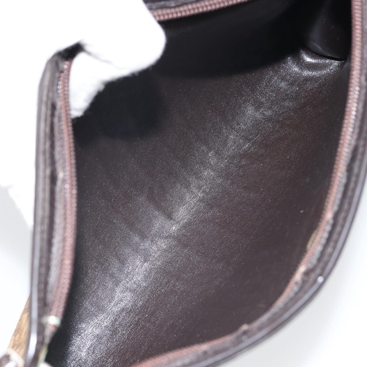 Christian Dior Trotter Canvas Shoulder Bag Brown Gold Auth 162403