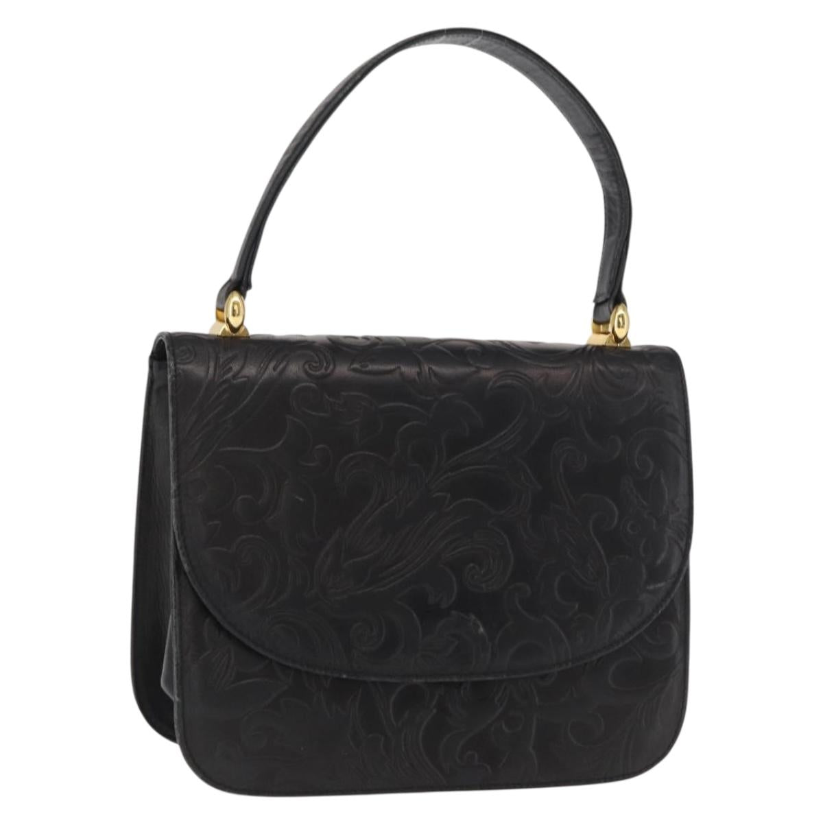 BALENCIAGA Hand Bag Leather Black Gold Auth 162410