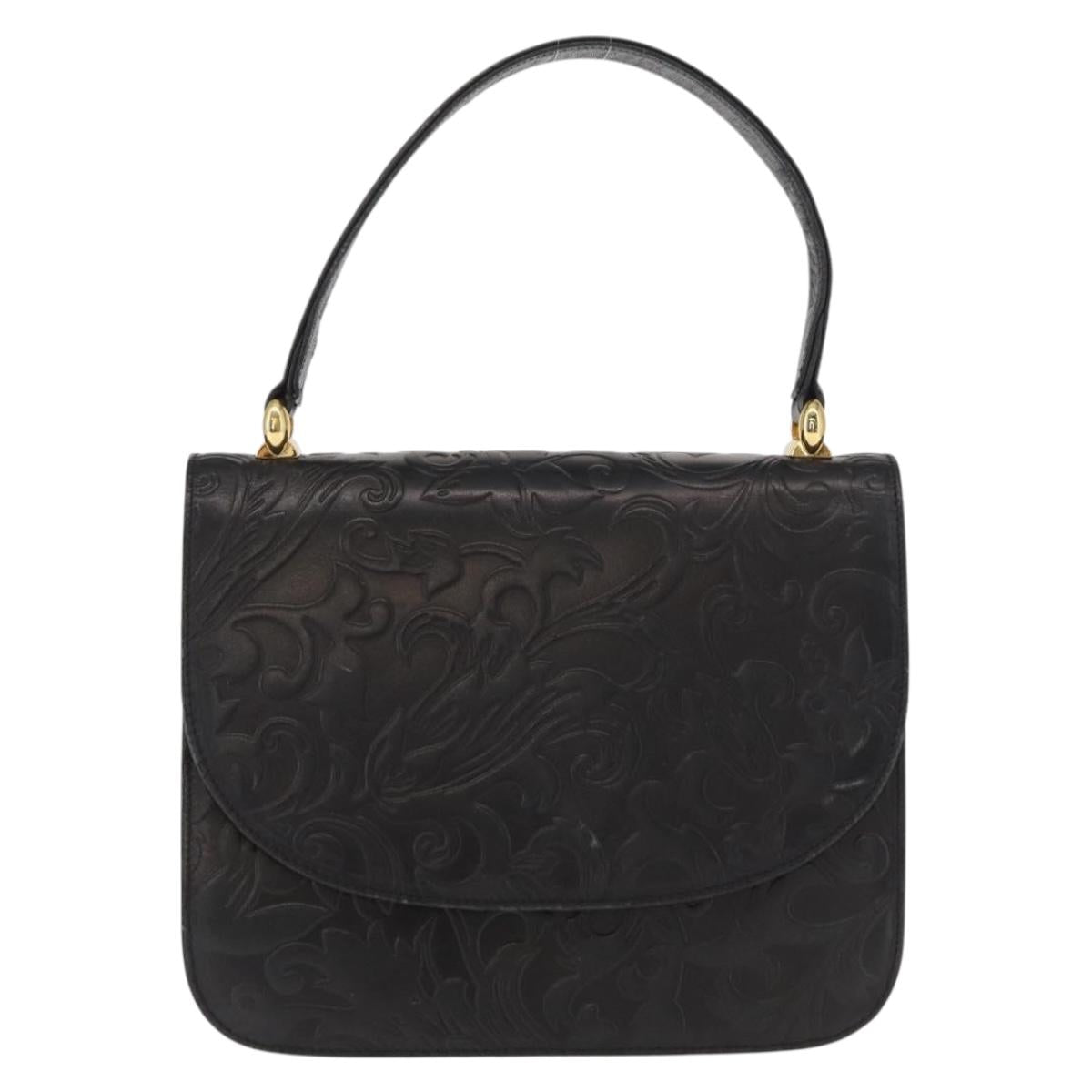 BALENCIAGA Hand Bag Leather Black Gold Auth 162410