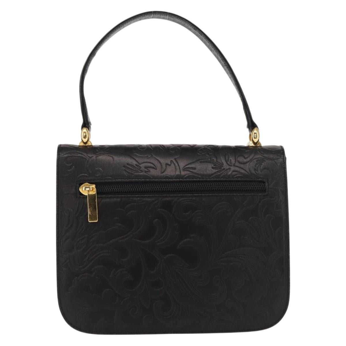 BALENCIAGA Hand Bag Leather Black Gold Auth 162410