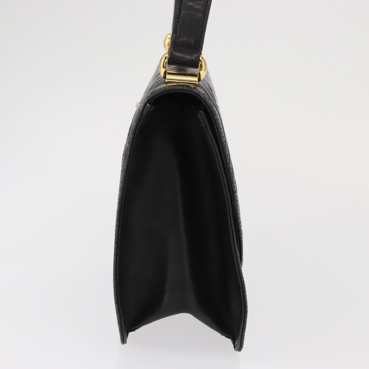 BALENCIAGA Hand Bag Leather Black Gold Auth 162410