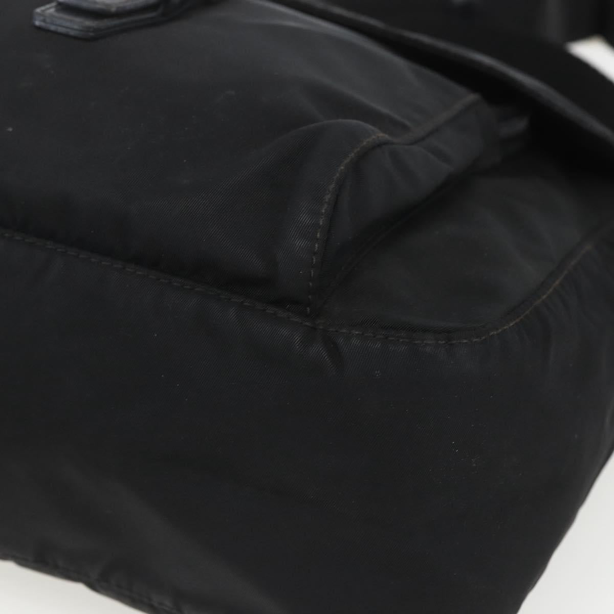 PRADA Shoulder Bag Nylon Black Silver Auth 162419