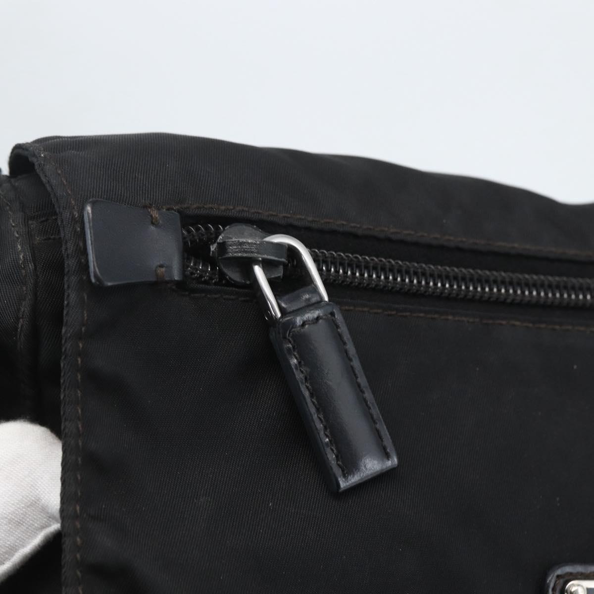 PRADA Shoulder Bag Nylon Black Silver Auth 162419