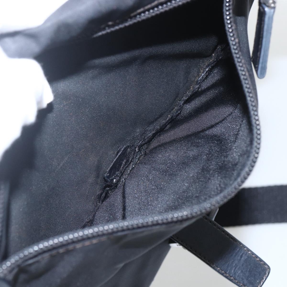 PRADA Shoulder Bag Nylon Black Silver Auth 162419