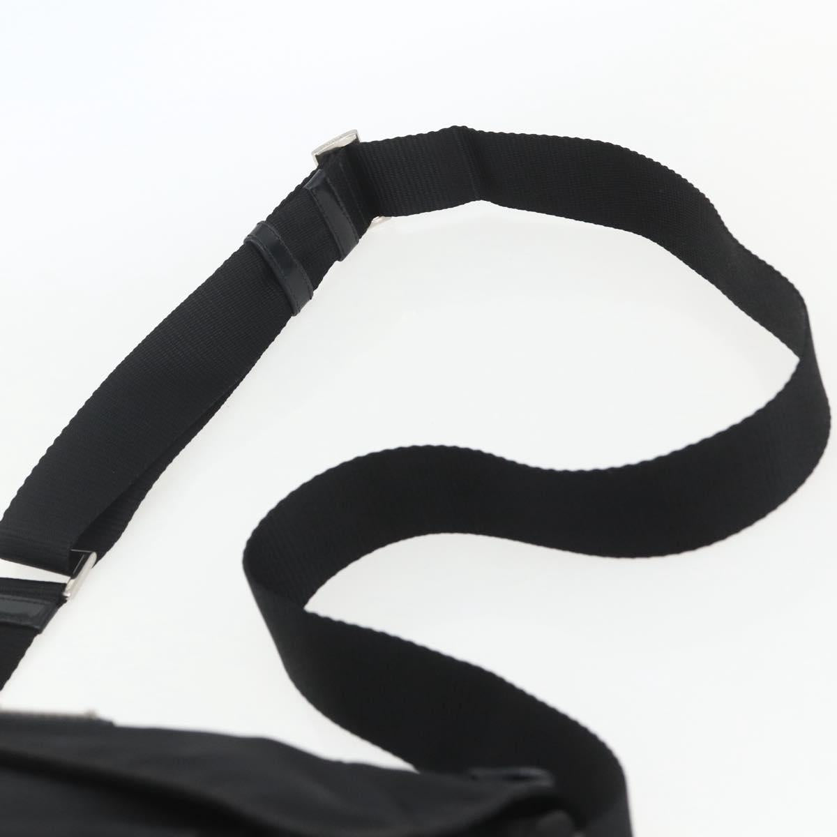 PRADA Shoulder Bag Nylon Black Silver Auth 162419
