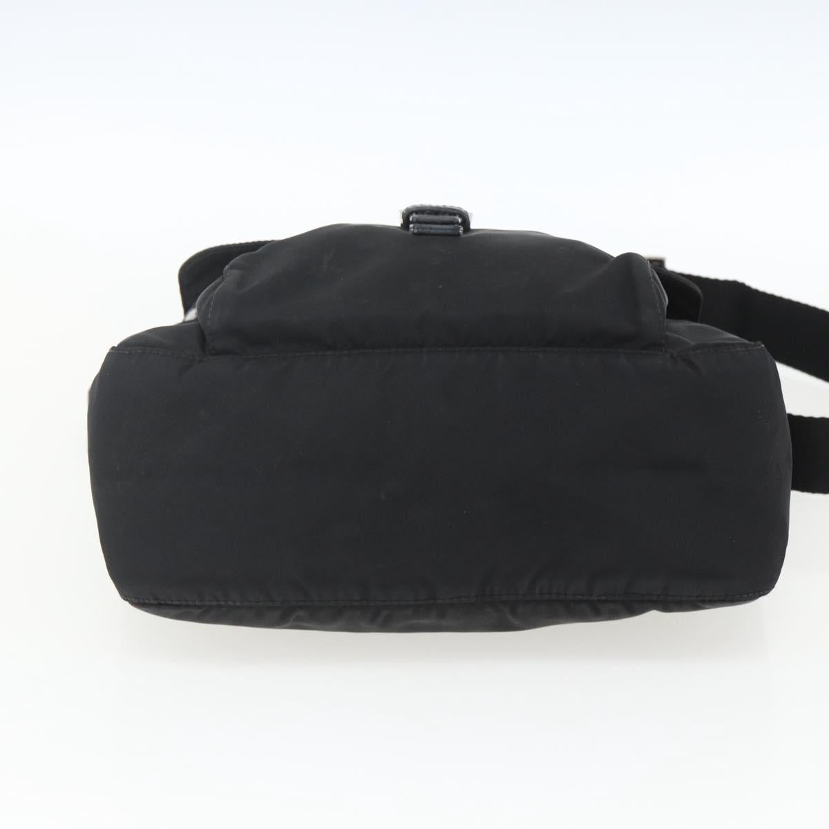 PRADA Shoulder Bag Nylon Black Silver Auth 162419