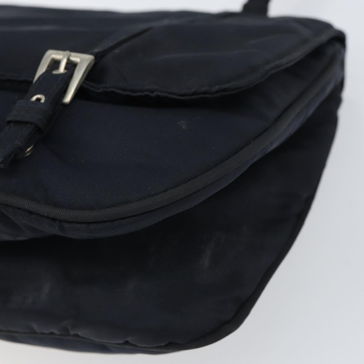 PRADA Shoulder Bag Nylon Navy Silver Auth 162420