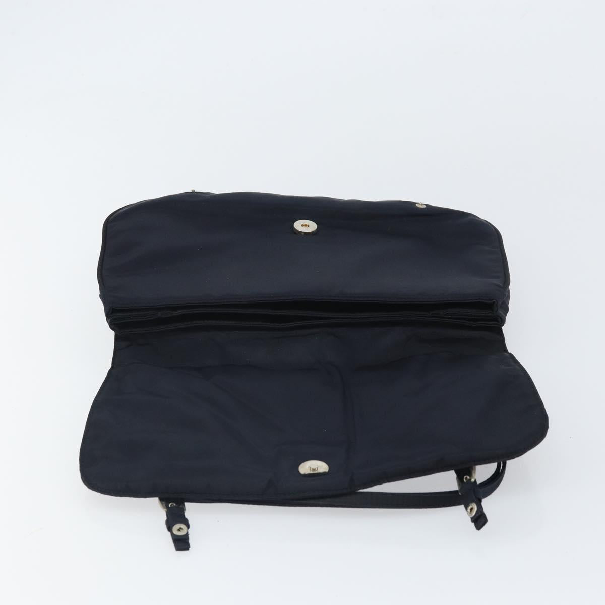 PRADA Shoulder Bag Nylon Navy Silver Auth 162420