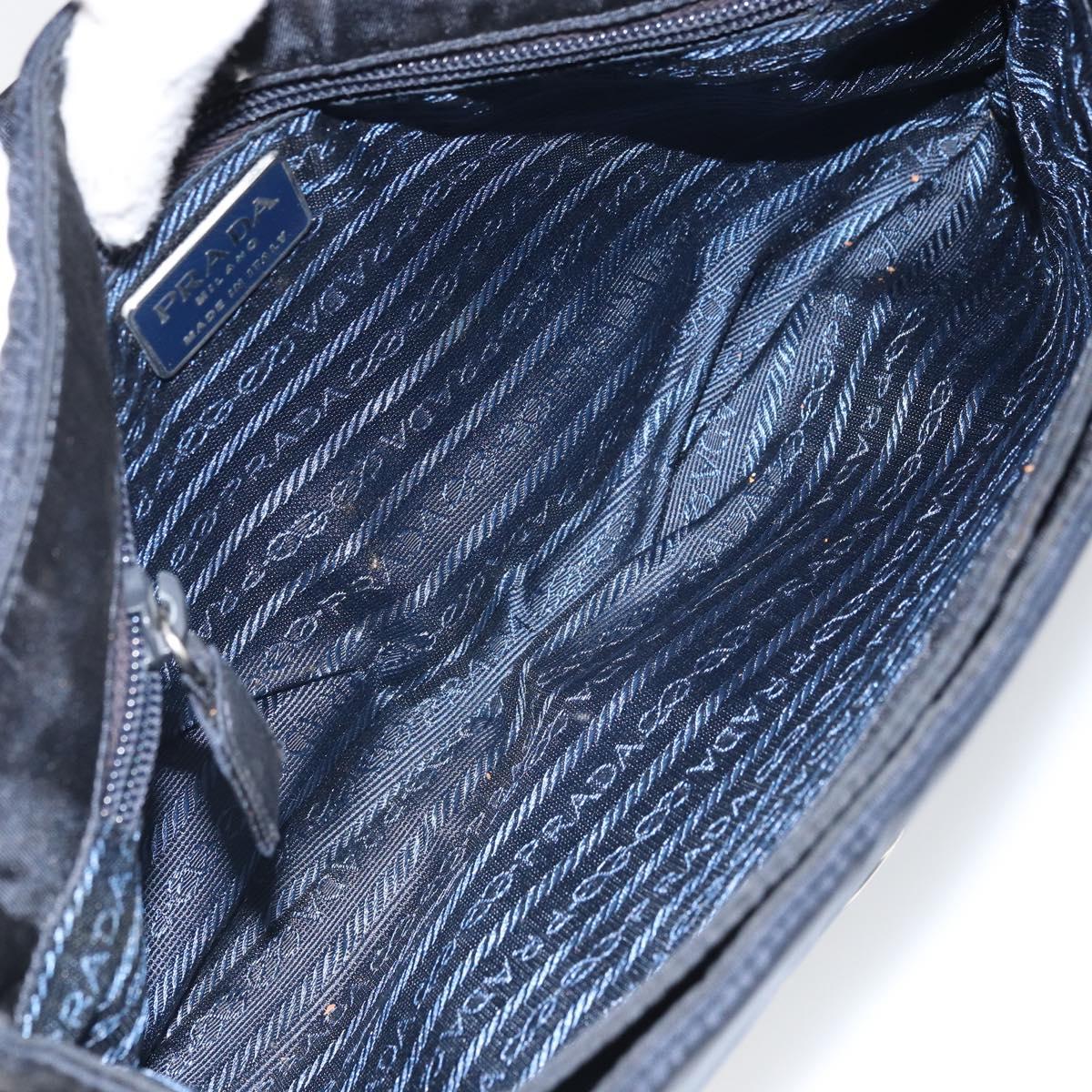PRADA Shoulder Bag Nylon Navy Silver Auth 162420