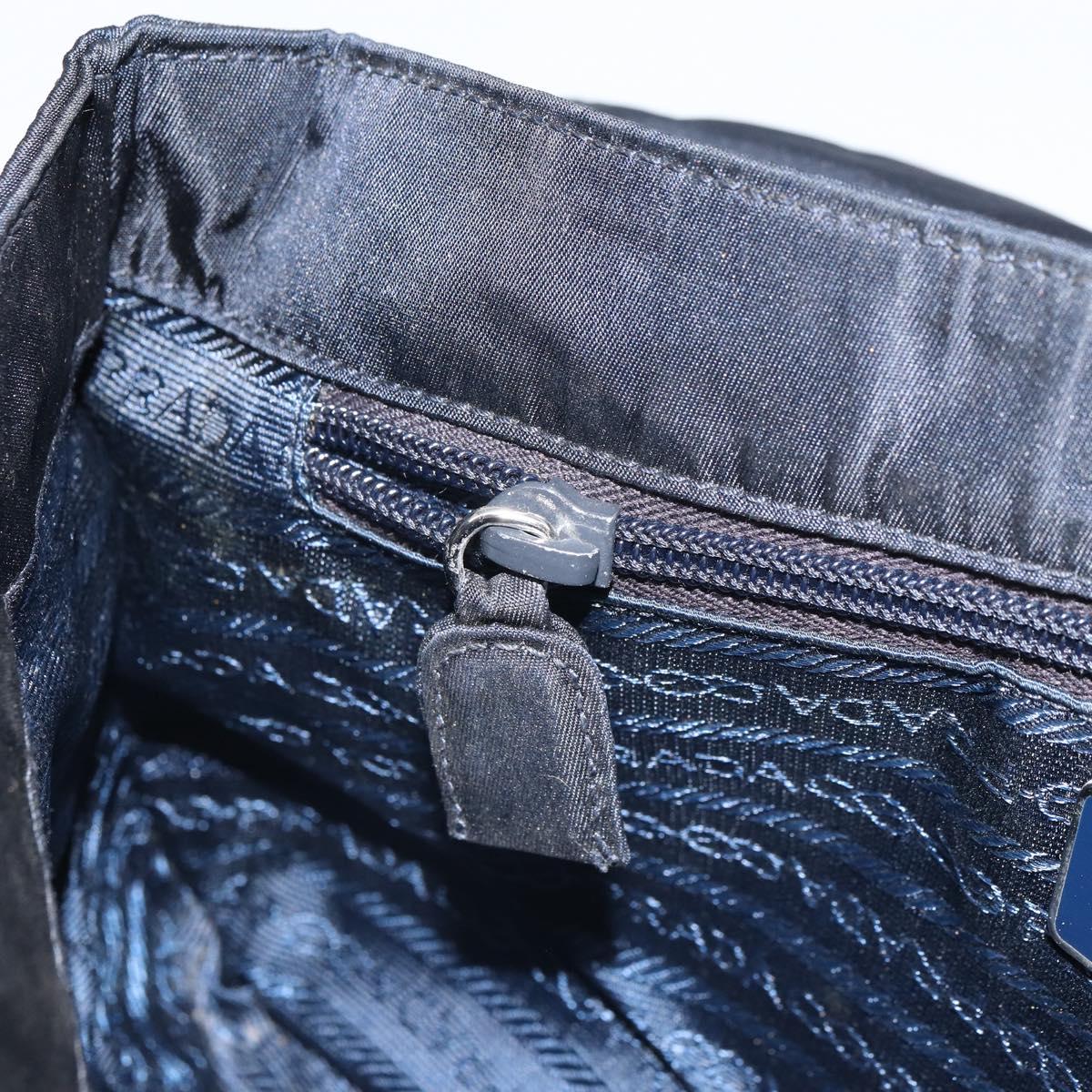 PRADA Shoulder Bag Nylon Navy Silver Auth 162420