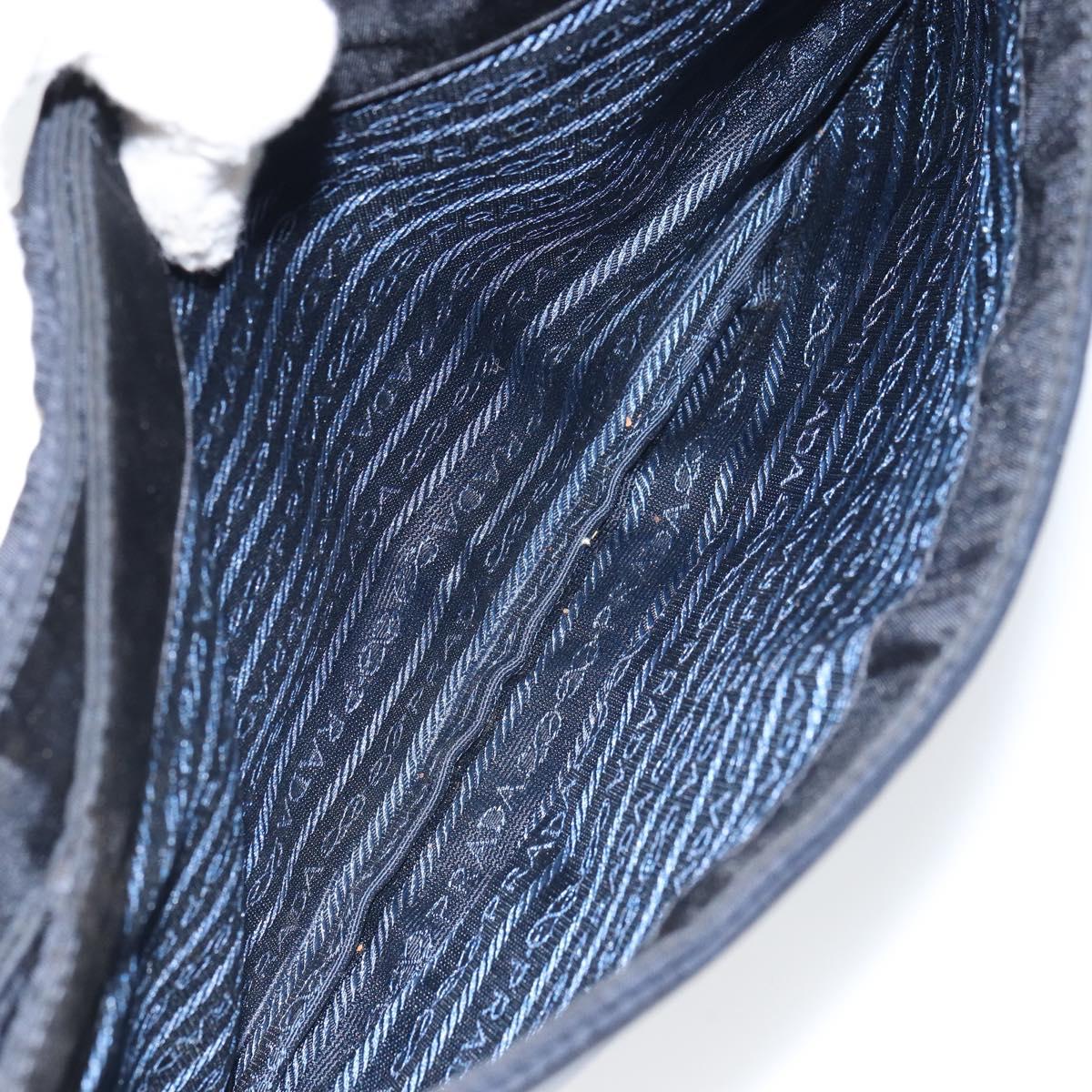PRADA Shoulder Bag Nylon Navy Silver Auth 162420